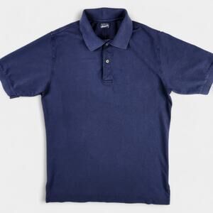 Drumohr Polo Shirt Men's Medium Navy Blue Made in Italy Luxury